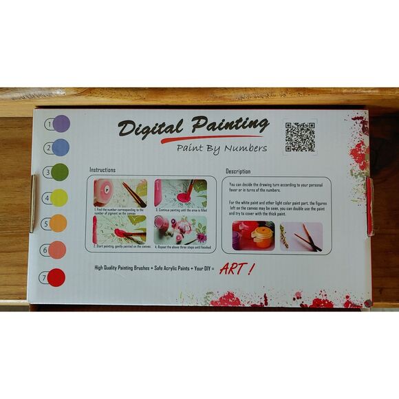 Digital Painting Canvas Paint by Number Bridge Over Stream Colorful Landscape - Picture 3 of 4